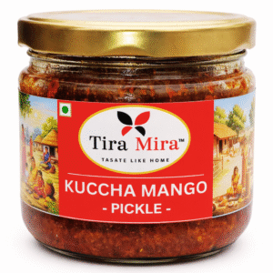 Tira Mira - Kuccha Mango Pickle | Peeled & De-Seeded Raw Mango Pieces |Traditional Bihari Homemade Style |Chunked Mango Pieces | Sun Fermented| Spicy & Tangy | 250g Glass Jar