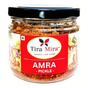 Tira Mira – AMRA Pickle (Hog Plum Pickle) Homemade BIHARI Achar | No- Preservatives, Colour, Additives| Natural & Chemical-Free |Sun-fermented Pickle| Spicy, Salty, Tangy, Chatpata | 250g-Glass Jar